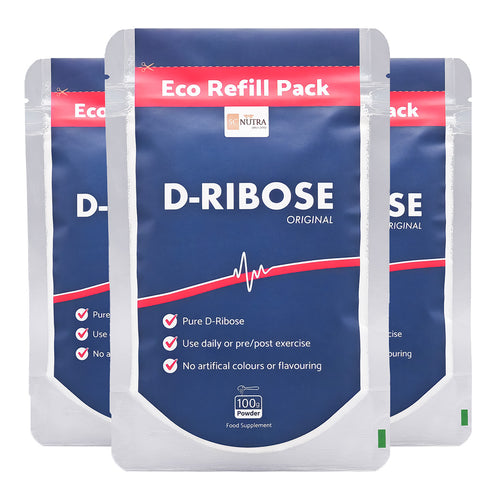 Two D-Ribose packaging on a white background