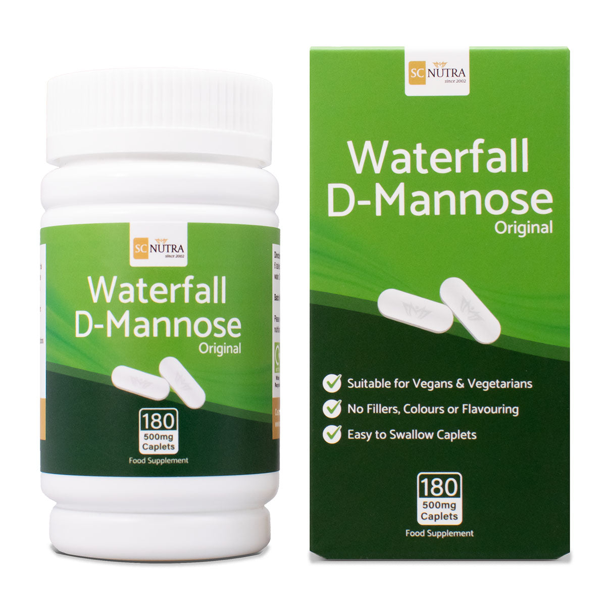 Waterfall D-Mannose 500mg Comprimés (Caplets) – Pack Économique