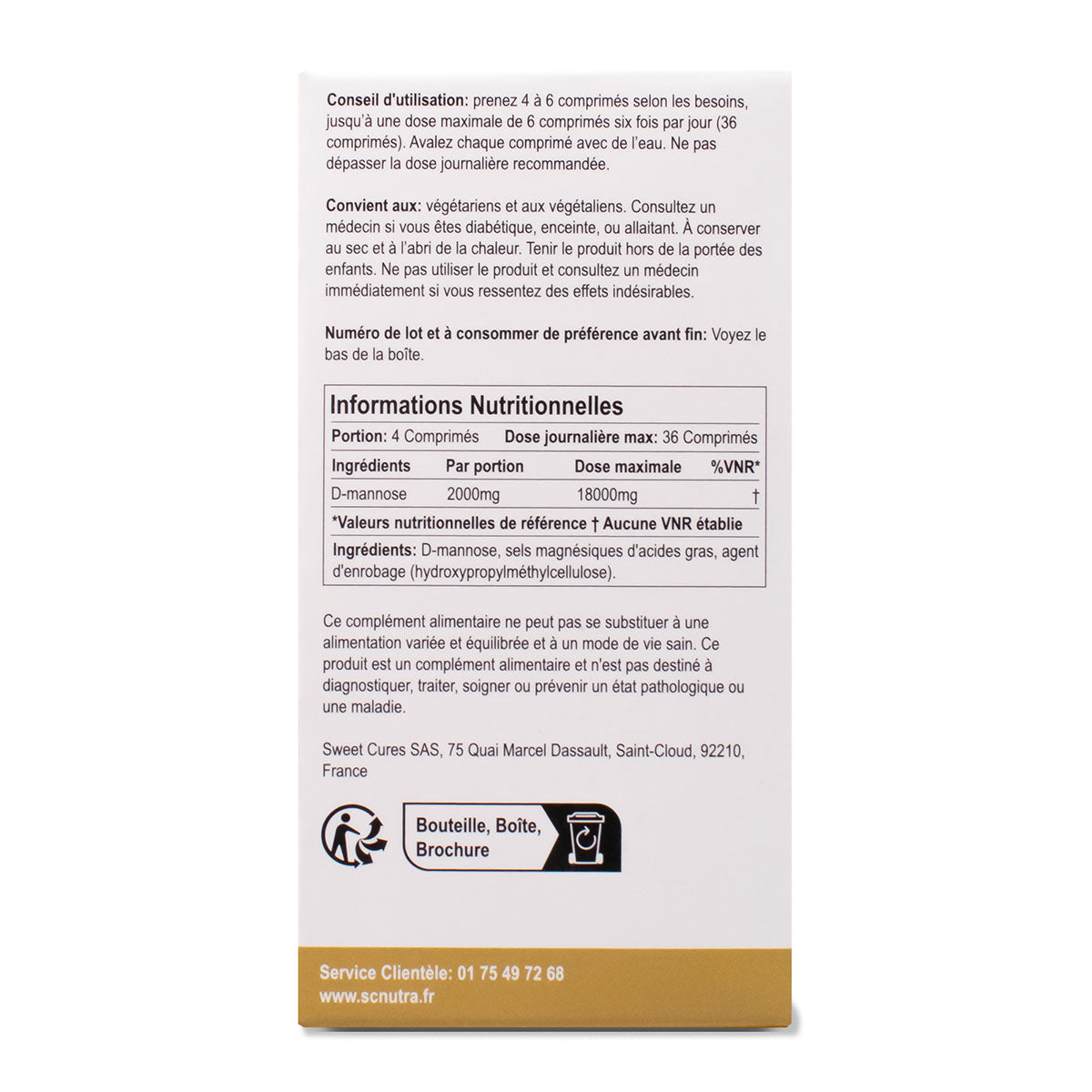 Waterfall D-Mannose 500mg Comprimés (Caplets) – Pack Économique