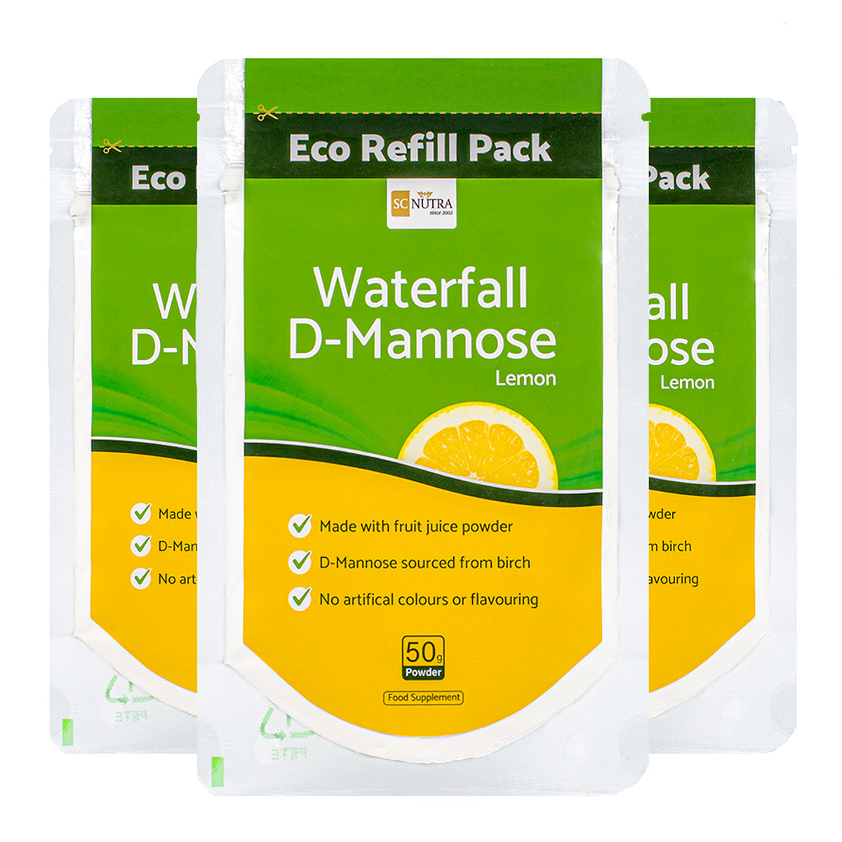 Offre Spéciale : Waterfall D-Mannose Citron en Poudre (Recharge Éco) 3 x 50g